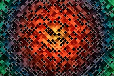 Abstract geometric pattern or background made of chaotic square surface polygons Illustrazione stock