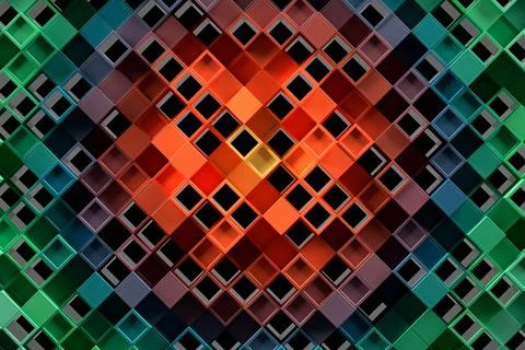 Abstract geometric pattern or background made of chaotic square surface polygons イラスト素材