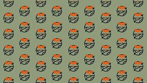 Abstract Geometric Pattern with Orange and Black Circular Motifs. Stock Footage 325382359