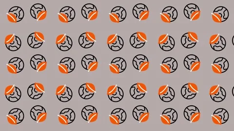 Abstract Geometric Pattern with Orange and Black Circular Motifs. Stock Footage 325382380