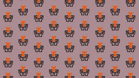 Abstract Geometric Pattern with Orange and Black Figures on a Muted Backgroun Video stock 325382434