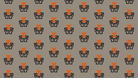Abstract Geometric Pattern with Orange and Black Figures on Gray Background. Stock Footage 325382469
