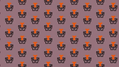 Abstract Geometric Pattern with Orange and Black Figures on Purple Background Stock Footage 325382520