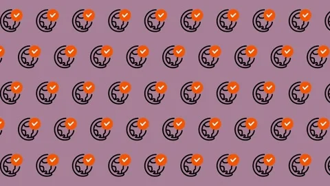 Abstract Geometric Pattern with Orange and Blue Circular Motifs. Stock Footage 325382552