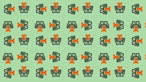 Abstract Geometric Pattern with Orange and Green Elements. Stock Footage 325382553