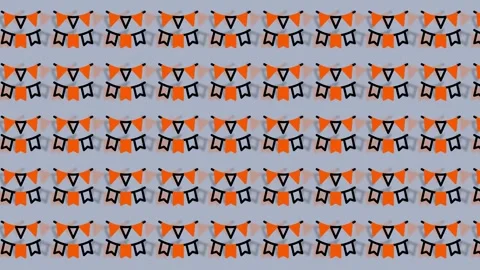 Abstract Geometric Pattern with Orange and Black Shapes on a Light Blue Bac.. Stock Footage 325387428