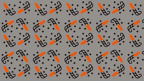 Abstract Geometric Pattern with Orange and Black Shapes on Gray Background. Stock Footage 325387433