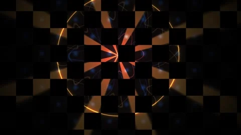 Abstract geometric pattern with orange and yellow shapes on black background. Stock Footage 335943374