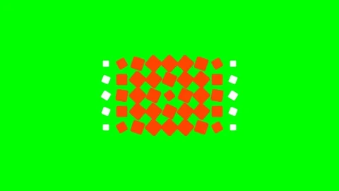Abstract geometric pattern of orange and white squares on a green background Stock Footage 341823737
