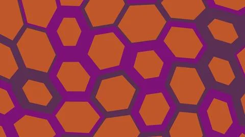 Abstract geometric pattern with orange and purple hexagons Stockillustratie