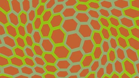 Abstract geometric pattern with orange and green hexagons Illustrazione stock