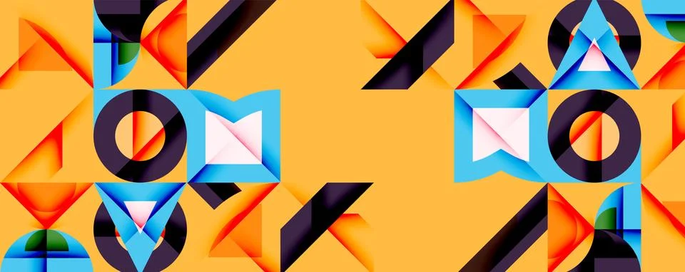 Abstract geometric pattern. Orange background features repeating shapes, Illustrazione stock