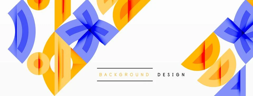 Abstract geometric pattern. Orange, blue shapes overlap, creating dynamic visual Illustrazione stock