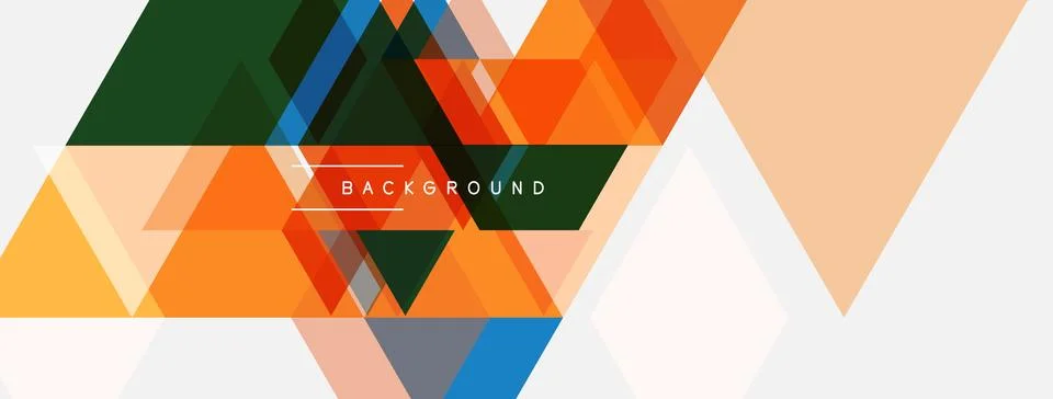 Abstract geometric pattern. Orange, blue, green triangles overlap creating イラスト素材