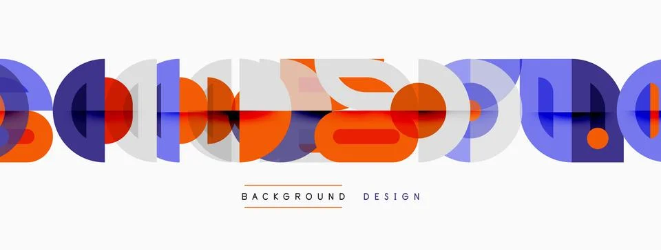 Abstract geometric pattern. Orange, blue, purple shapes repeat creating moder Stock Illustration
