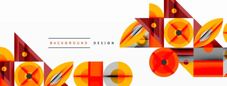 Abstract geometric pattern. Orange, brown, gray shapes overlap creating dynamic Illustrazione stock