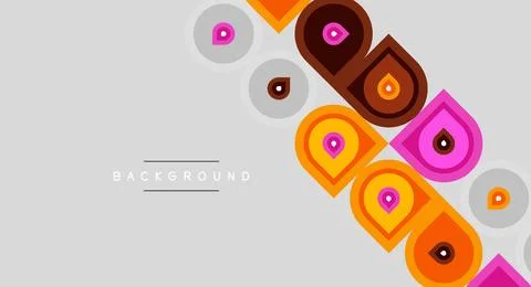 Abstract geometric pattern. Orange, brown, pink shapes on gray background. Stock Illustration