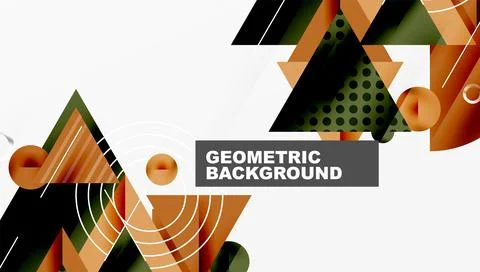 Abstract geometric pattern. Orange, dark green, white shapes overlap. Modern Illustrazione stock