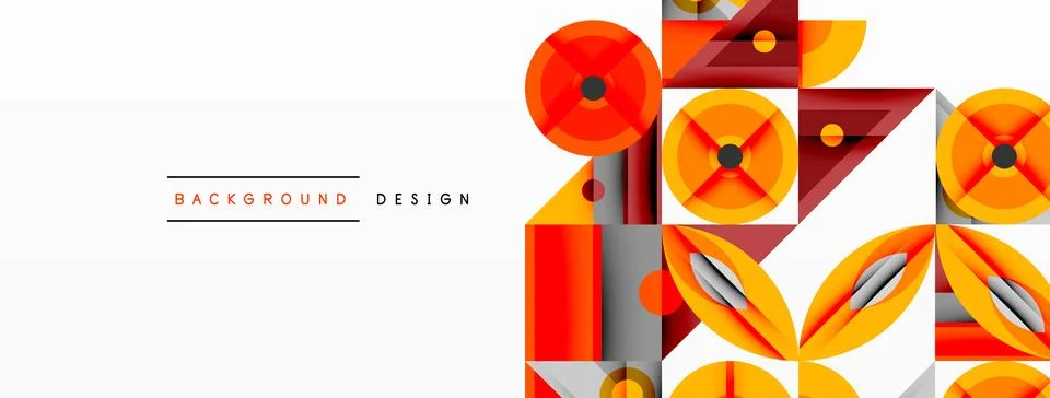 Abstract geometric pattern. Orange, gray, white shapes overlap creating dynamic Stock Illustration