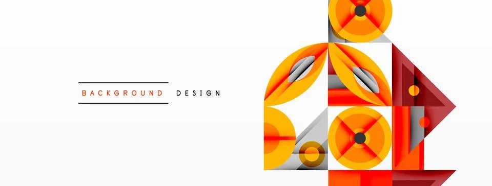 Abstract geometric pattern. Orange, gray, red shapes overlap creating modern Stock Illustration