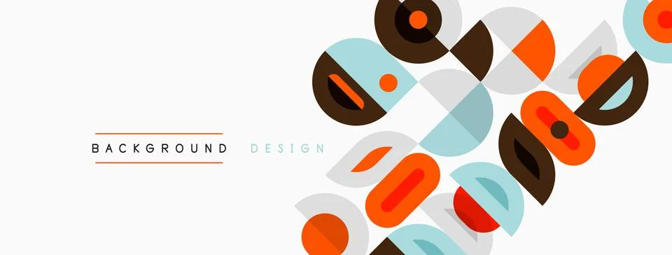 Abstract geometric pattern. Orange, gray, teal shapes overlap. Minimalist d.. Illustrazione stock