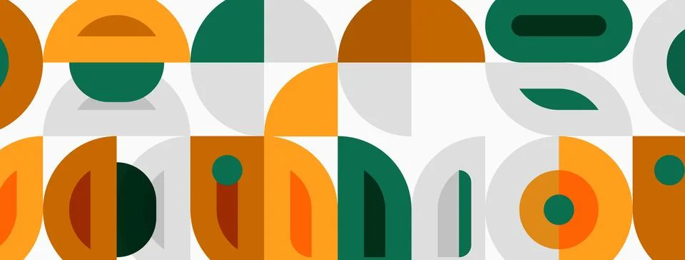 Abstract geometric pattern. Orange, green, gray shapes repeat creating Stock Illustration