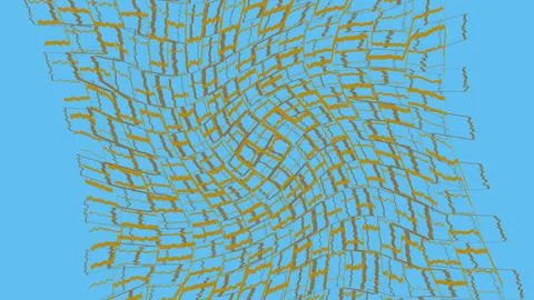 Abstract geometric pattern with orange lines on blue background Stock Illustration