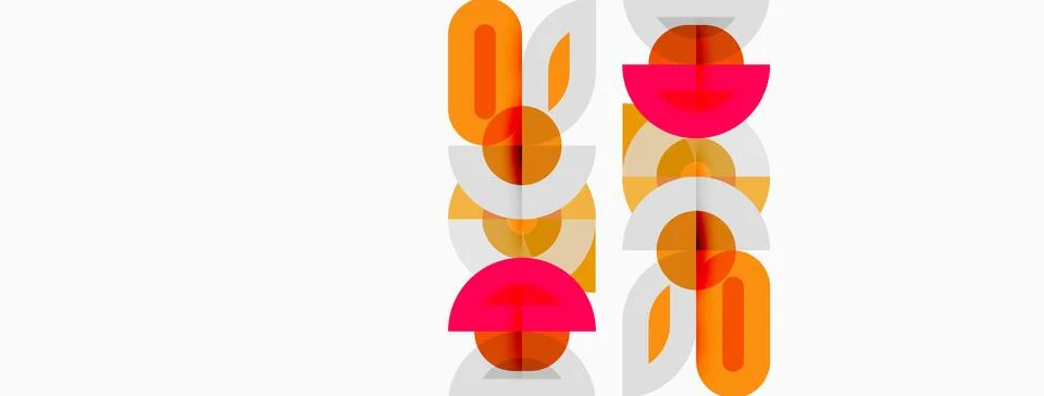 Abstract geometric pattern. Orange, pink, white shapes repeat vertically. 库存插图