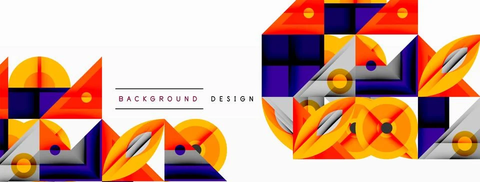 Abstract geometric pattern. Orange, purple, gray shapes overlap creating dynamic Stockillustratie