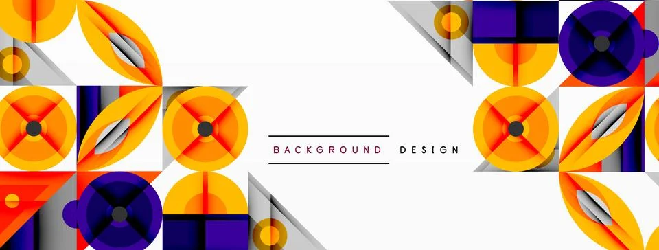 Abstract geometric pattern. Orange, purple, gray shapes overlap creating dynamic 스톡 일러스트