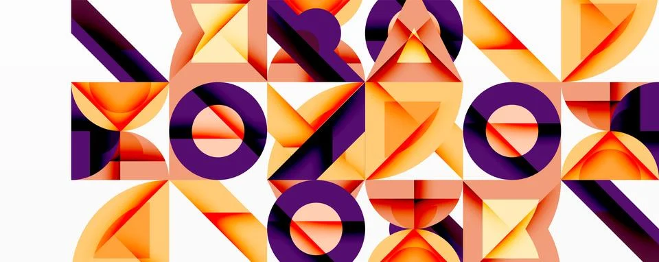 Abstract geometric pattern. Orange, purple, peach hues create layered shapes. Stock Illustration