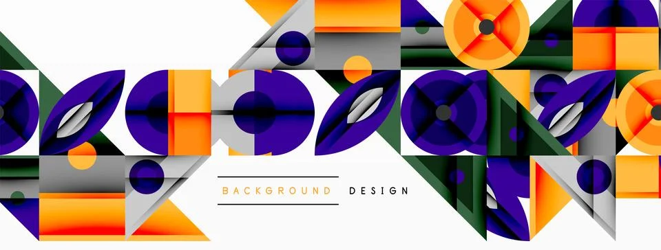 Abstract geometric pattern. Orange, purple, gray shapes overlap creating dynamic 스톡 일러스트