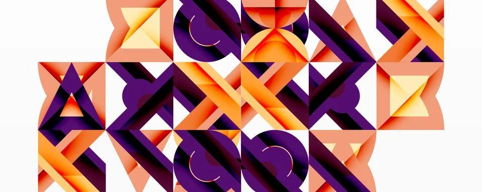 Abstract geometric pattern. Orange, purple hues create complex interwoven shapes Illustrazione stock