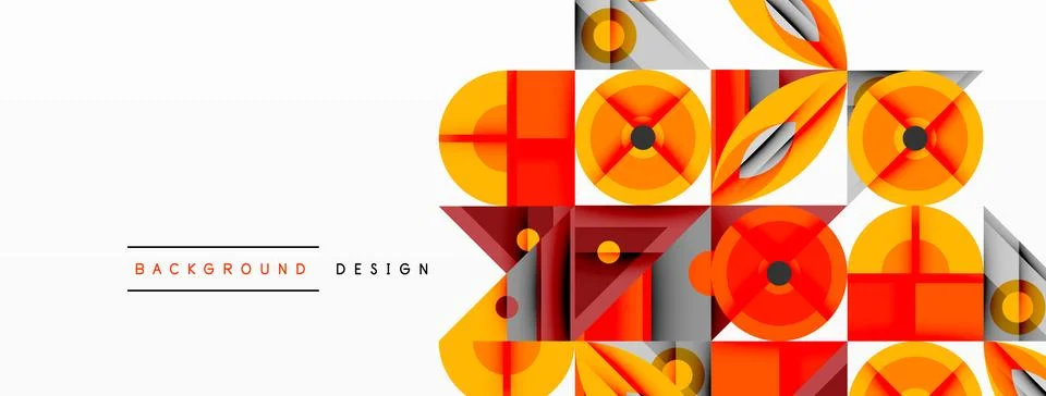 Abstract geometric pattern. Orange, red, gray shapes create dynamic composition. イラスト素材