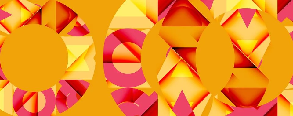 Abstract geometric pattern. Orange, red, yellow hues create circular shapes. イラスト素材