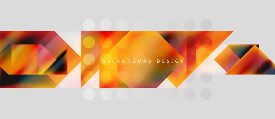Abstract geometric pattern. Orange, red hues dominate design. White circles add Illustrazione stock