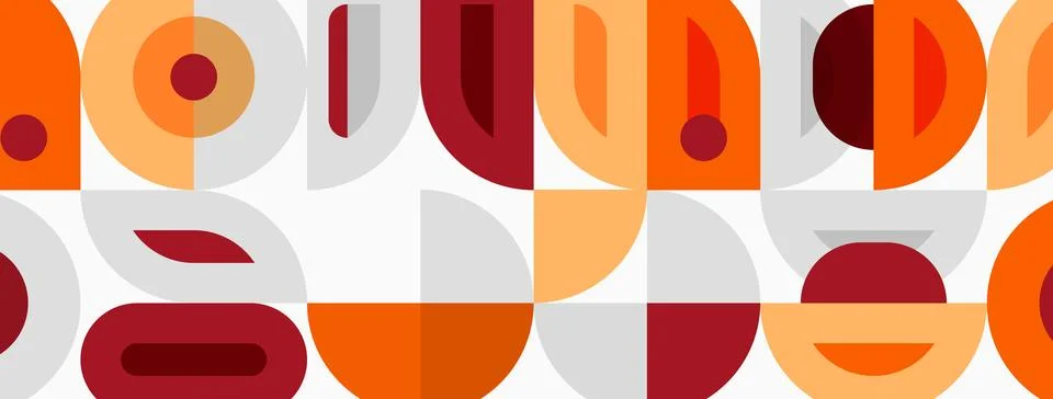 Abstract geometric pattern. Orange, red, beige shapes overlap creating modern Illustrazione stock