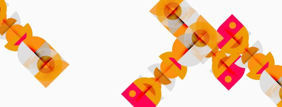 Abstract geometric pattern. Orange, red shapes overlap white background. Stock Illustration
