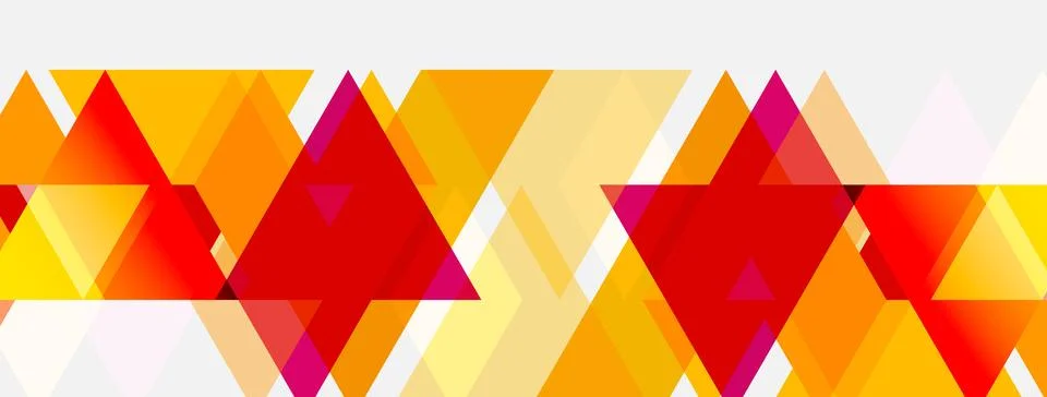 Abstract geometric pattern. Orange, red, yellow triangles create dynamic visu Stock Illustration