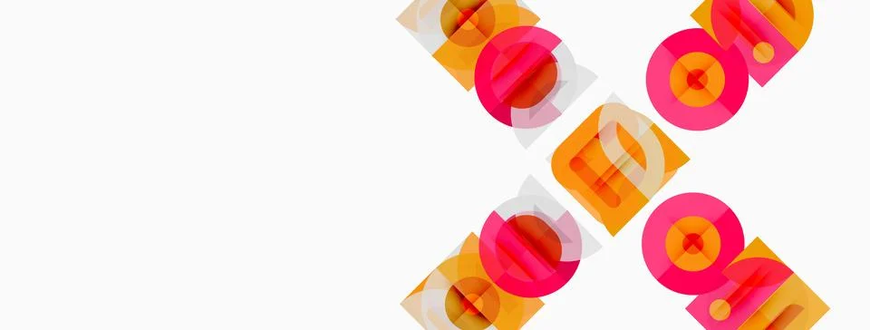 Abstract geometric pattern. Orange, red circles overlap white background. Stock Illustration