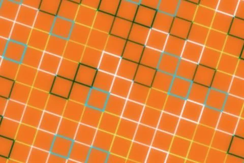 Abstract geometric pattern with orange squares and colorful outlines Stock Illustration
