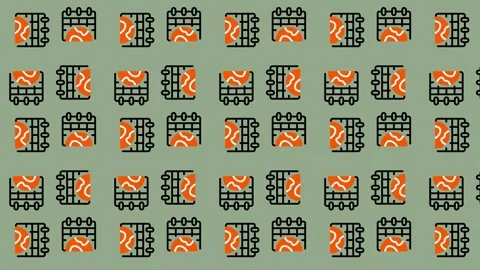 Abstract Geometric Pattern with Orange Swirls on Green Background. Stock Footage 325382609