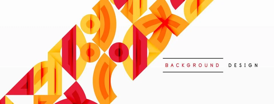 Abstract geometric pattern. Orange, yellow shapes overlap creating dynamic Stock Illustration