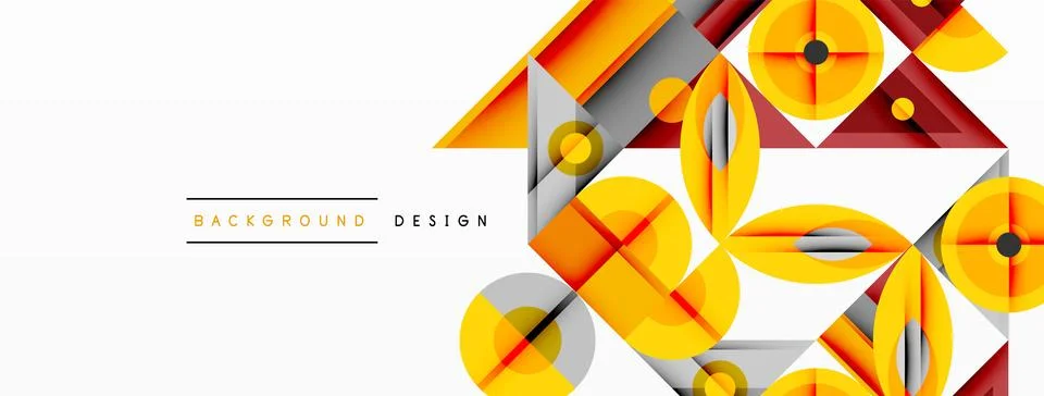 Abstract geometric pattern. Orange, yellow shapes overlap white space. Modern Stock Illustration