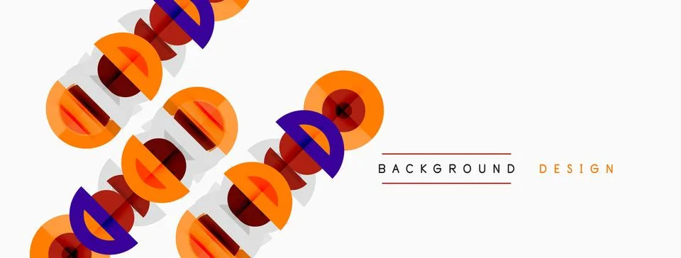Abstract geometric pattern. Orange, yellow, gray circles overlap creating Illustrazione stock