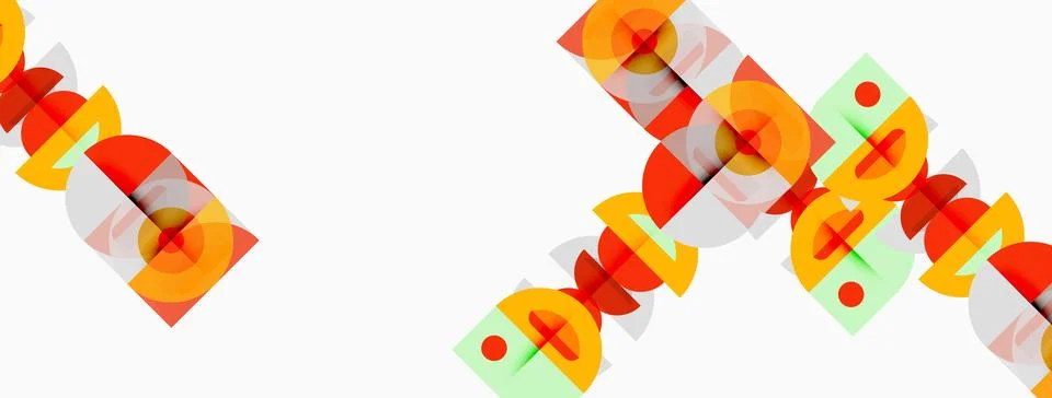 Abstract geometric pattern. Orange, yellow, green shapes overlap. Minimalist 스톡 일러스트