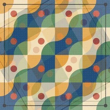 Abstract geometric pattern with organic shapes and dots on grid overlay 스톡 일러스트
