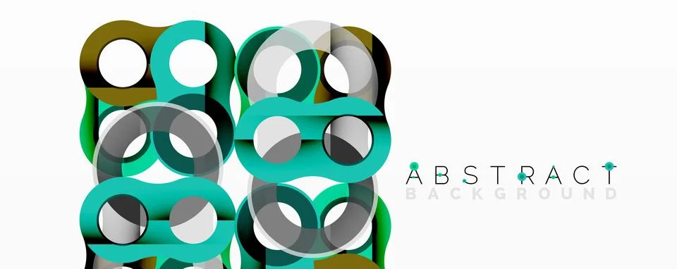 Abstract geometric pattern. Overlapping circles create modern design. Teal, gray Illustrazione stock