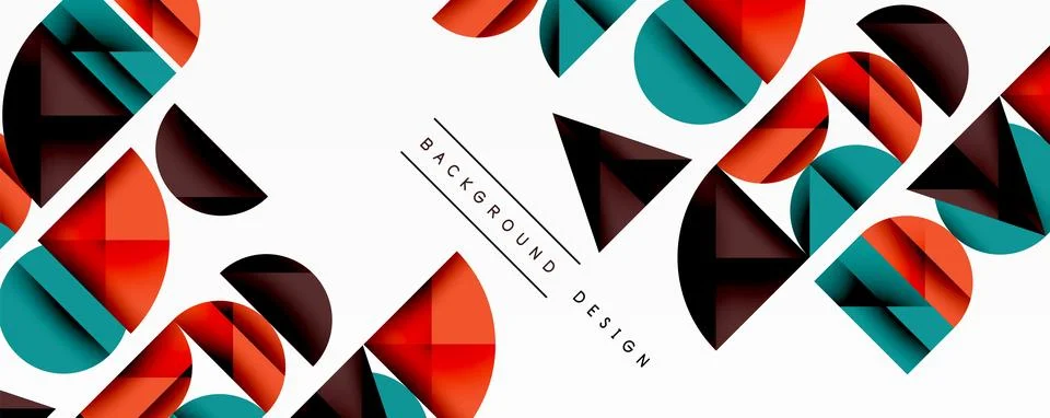 Abstract geometric pattern. Overlapping circles, triangles create dynamic Illustrazione stock