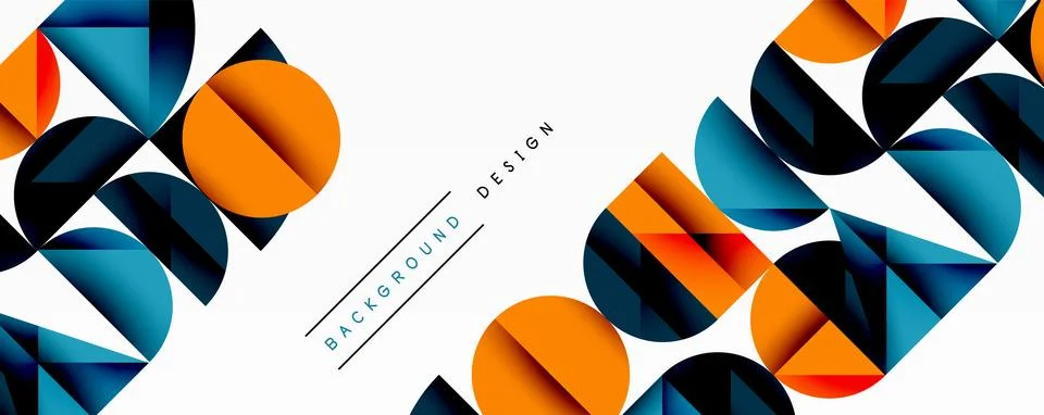 Abstract geometric pattern. Overlapping circles, semicircles create dynamic Illustrazione stock